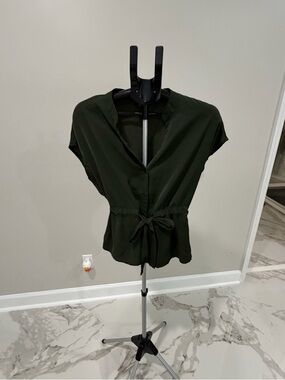 Women's Olive Green Tie-Waist Blouse